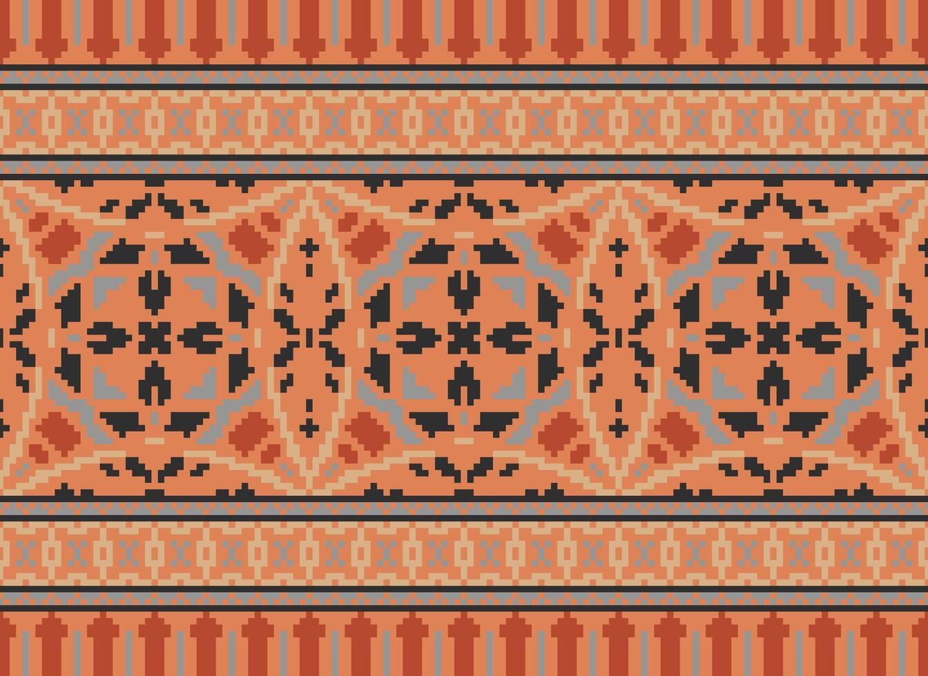 pixel annate attraversare punto tradizionale etnico modello paisley fiore ikat sfondo astratto azteco africano indonesiano indiano senza soluzione di continuità modello per tessuto Stampa stoffa vestito tappeto le tende e sarong vettore