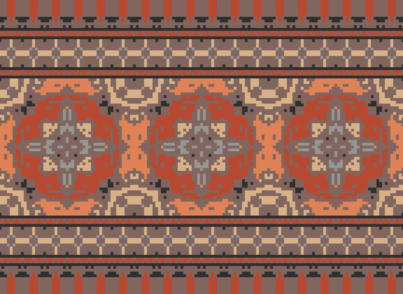 pixel annate attraversare punto tradizionale etnico modello paisley fiore ikat sfondo astratto azteco africano indonesiano indiano senza soluzione di continuità modello per tessuto Stampa stoffa vestito tappeto le tende e sarong vettore