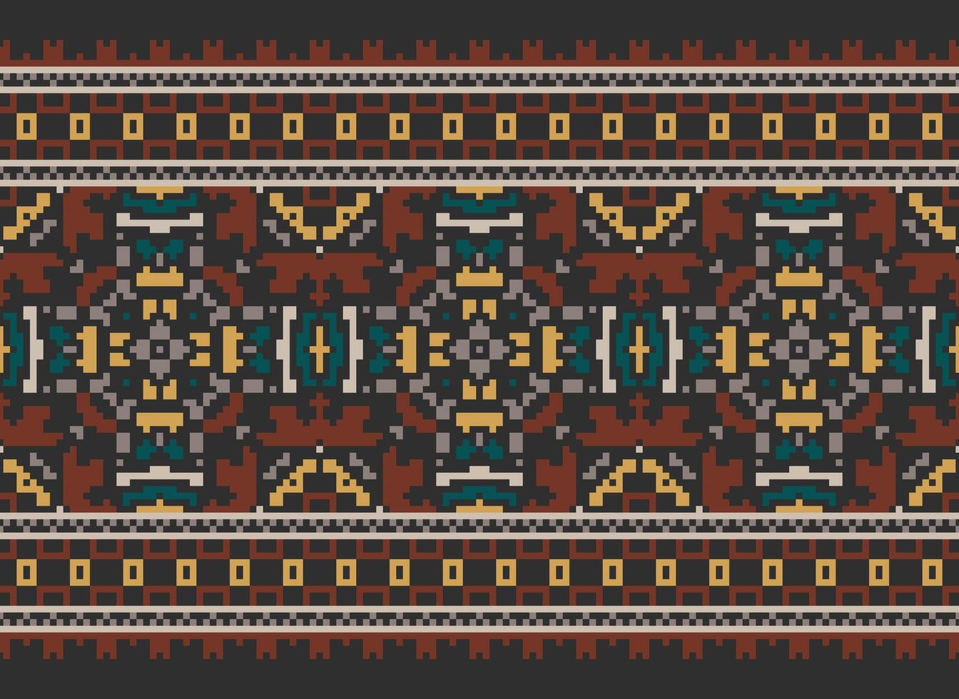 pixel attraversare punto tradizionale etnico modello paisley fiore ikat sfondo astratto azteco africano indonesiano indiano senza soluzione di continuità modello per tessuto Stampa stoffa vestito tappeto le tende e sarong vettore