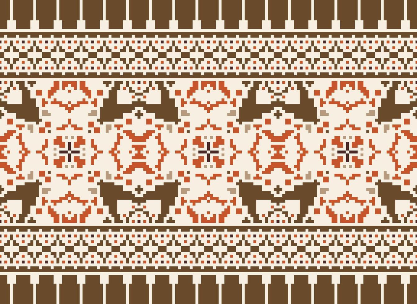 pixel attraversare punto tradizionale etnico modello paisley fiore ikat sfondo astratto azteco africano indonesiano indiano senza soluzione di continuità modello per tessuto Stampa stoffa vestito tappeto le tende e sarong vettore