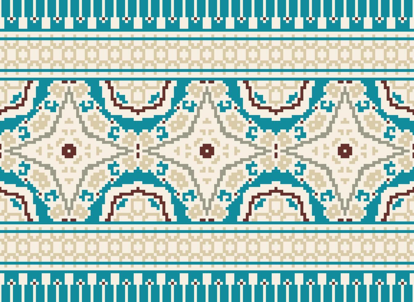 pixel attraversare punto tradizionale etnico modello paisley fiore ikat sfondo astratto azteco africano indonesiano indiano senza soluzione di continuità modello per tessuto Stampa stoffa vestito tappeto le tende e sarong vettore