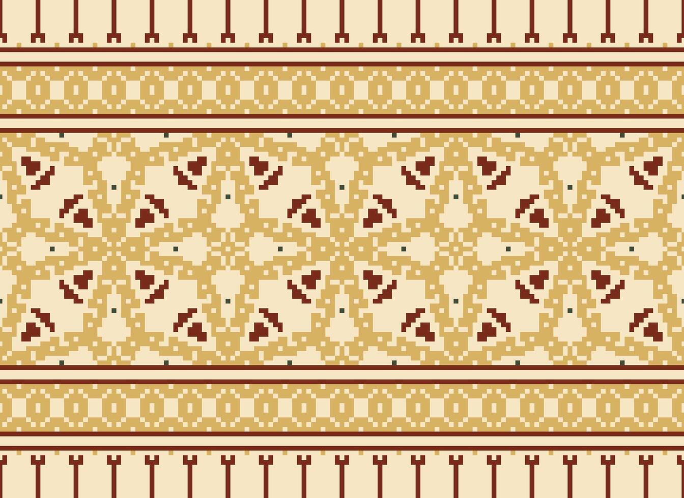 attraversare punto confine. ricamo attraversare cucire. etnico modelli. geometrico etnico indiano modello. nativo etnico motivo.trama tessile tessuto capi di abbigliamento maglieria Stampa. pixel orizzontale senza soluzione di continuità vettore. vettore