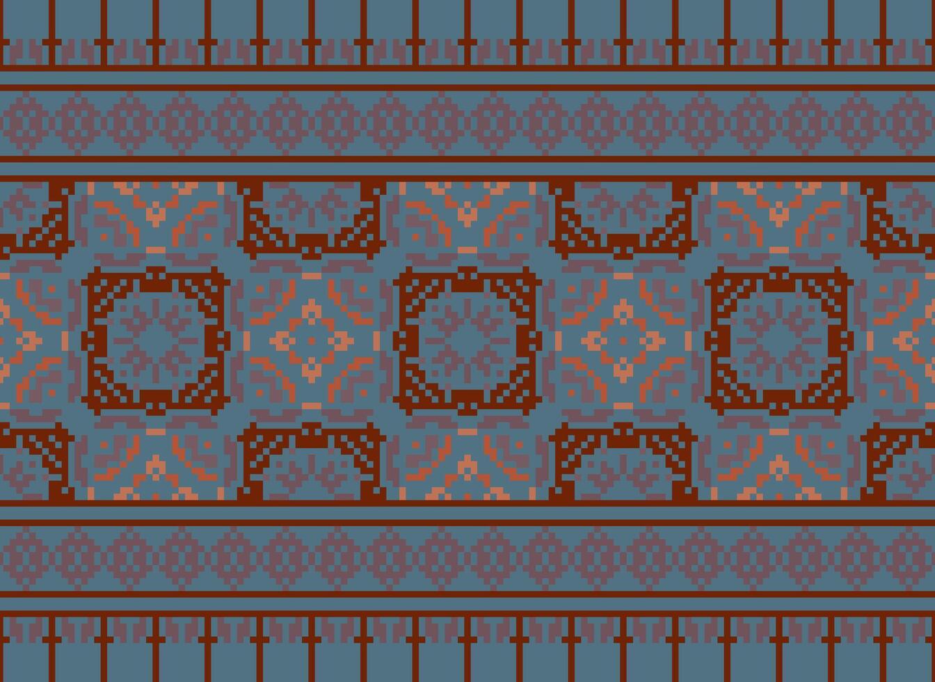 pixel annate attraversare punto tradizionale etnico modello paisley fiore ikat sfondo astratto azteco africano indonesiano indiano senza soluzione di continuità modello per tessuto Stampa stoffa vestito tappeto le tende e sarong vettore