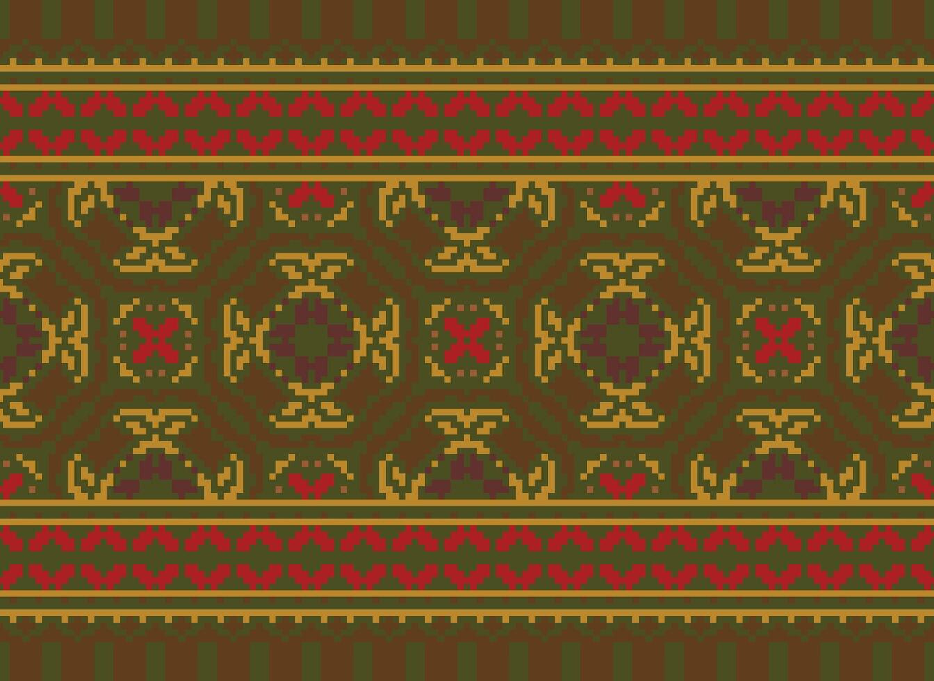 pixel annate attraversare punto tradizionale etnico modello paisley fiore ikat sfondo astratto azteco africano indonesiano indiano senza soluzione di continuità modello per tessuto Stampa stoffa vestito tappeto le tende e sarong vettore