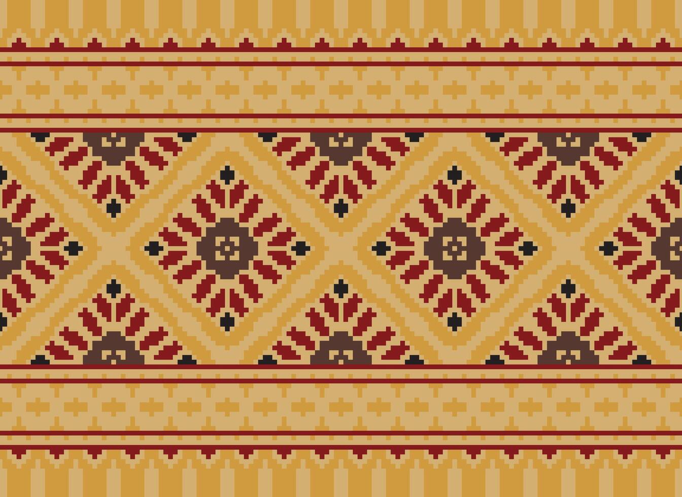 pixel annate attraversare punto tradizionale etnico modello paisley fiore ikat sfondo astratto azteco africano indonesiano indiano senza soluzione di continuità modello per tessuto Stampa stoffa vestito tappeto le tende e sarong vettore