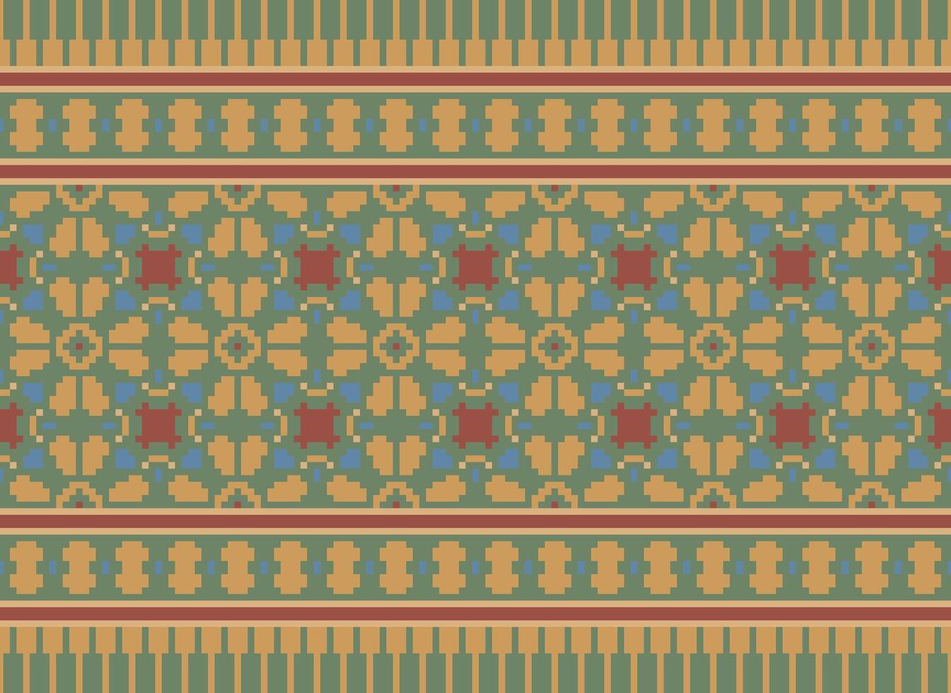 pixel annate attraversare punto tradizionale etnico modello paisley fiore ikat sfondo astratto azteco africano indonesiano indiano senza soluzione di continuità modello per tessuto Stampa stoffa vestito tappeto le tende e sarong vettore