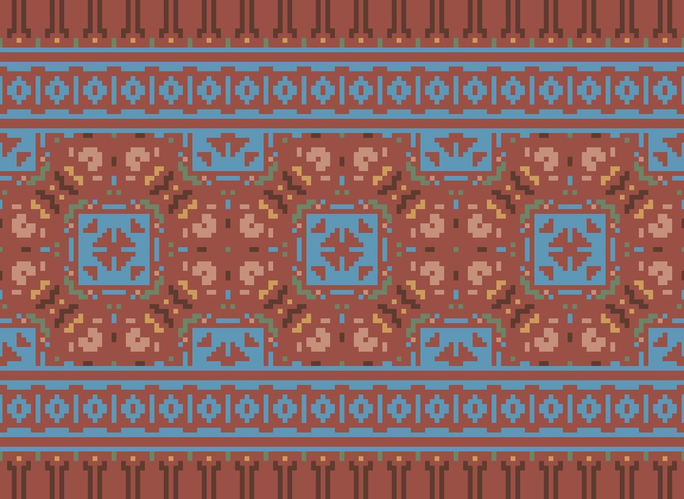 pixel annate attraversare punto tradizionale etnico modello paisley fiore ikat sfondo astratto azteco africano indonesiano indiano senza soluzione di continuità modello per tessuto Stampa stoffa vestito tappeto le tende e sarong vettore