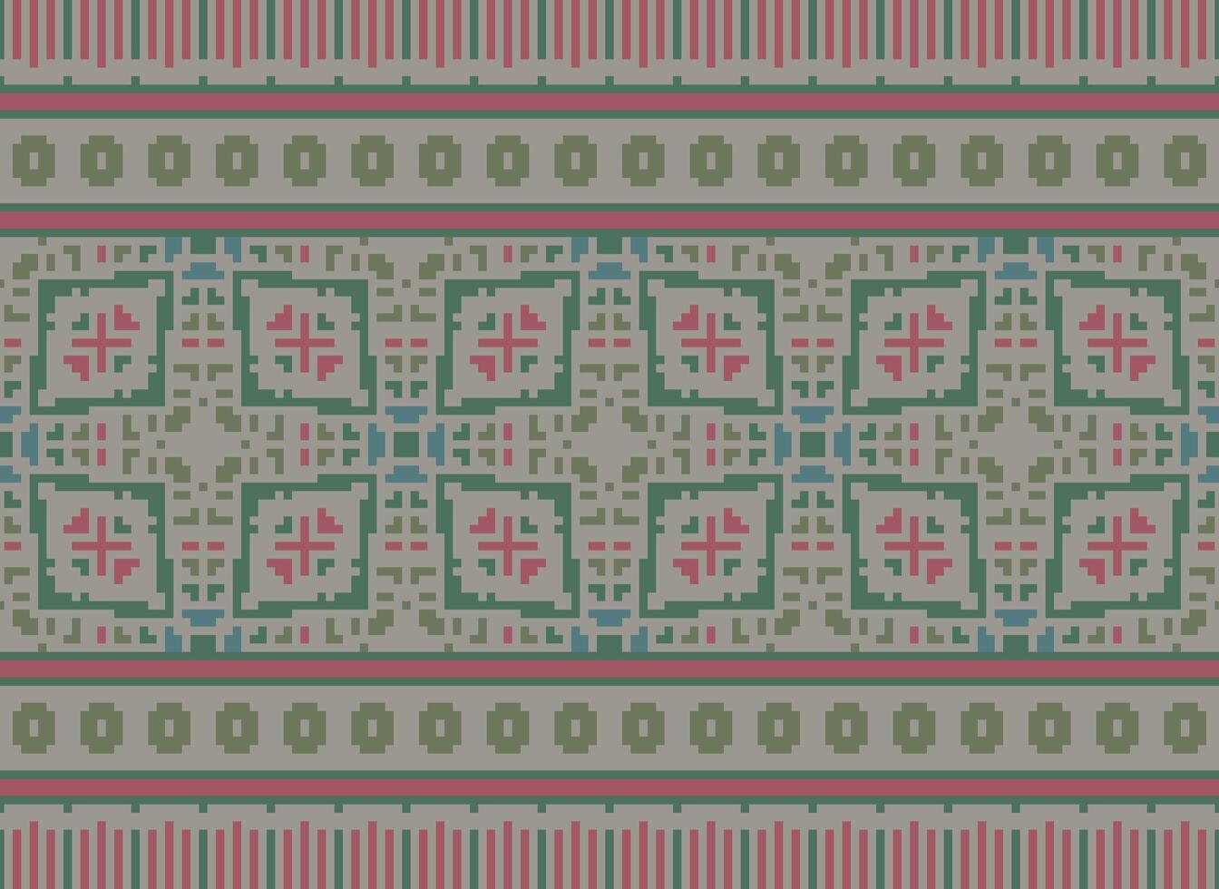 pixel annate attraversare punto tradizionale etnico modello paisley fiore ikat sfondo astratto azteco africano indonesiano indiano senza soluzione di continuità modello per tessuto Stampa stoffa vestito tappeto le tende e sarong vettore