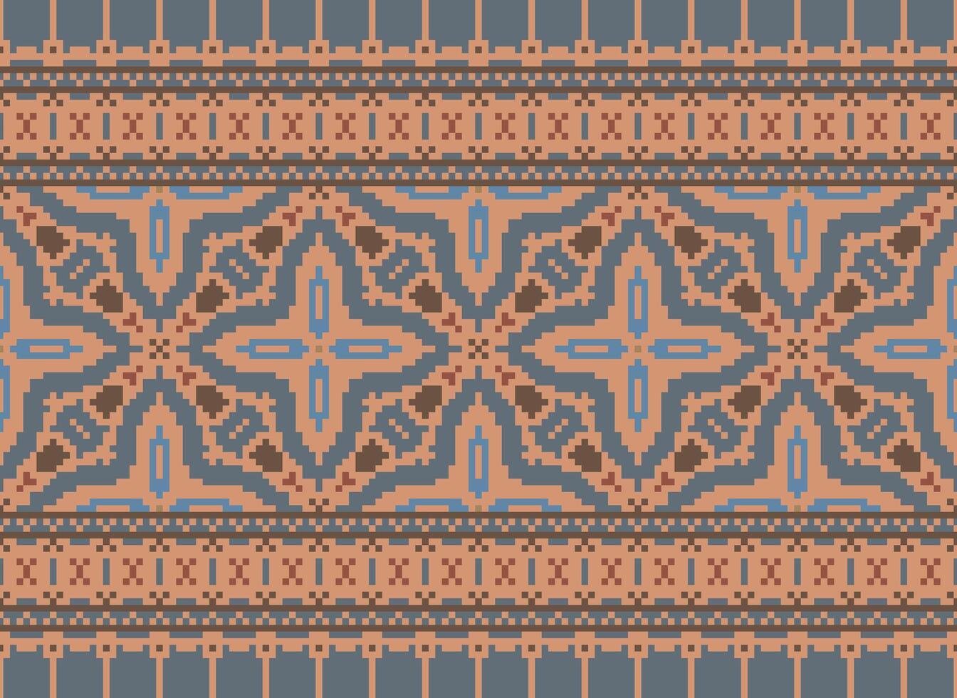 pixel annate attraversare punto tradizionale etnico modello paisley fiore ikat sfondo astratto azteco africano indonesiano indiano senza soluzione di continuità modello per tessuto Stampa stoffa vestito tappeto le tende e sarong vettore