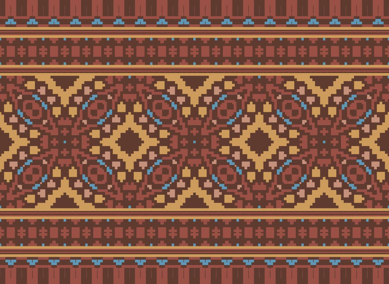 pixel annate attraversare punto tradizionale etnico modello paisley fiore ikat sfondo astratto azteco africano indonesiano indiano senza soluzione di continuità modello per tessuto Stampa stoffa vestito tappeto le tende e sarong vettore