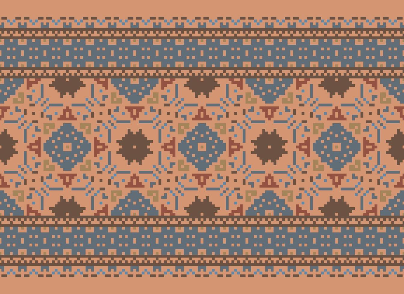 pixel annate attraversare punto tradizionale etnico modello paisley fiore ikat sfondo astratto azteco africano indonesiano indiano senza soluzione di continuità modello per tessuto Stampa stoffa vestito tappeto le tende e sarong vettore