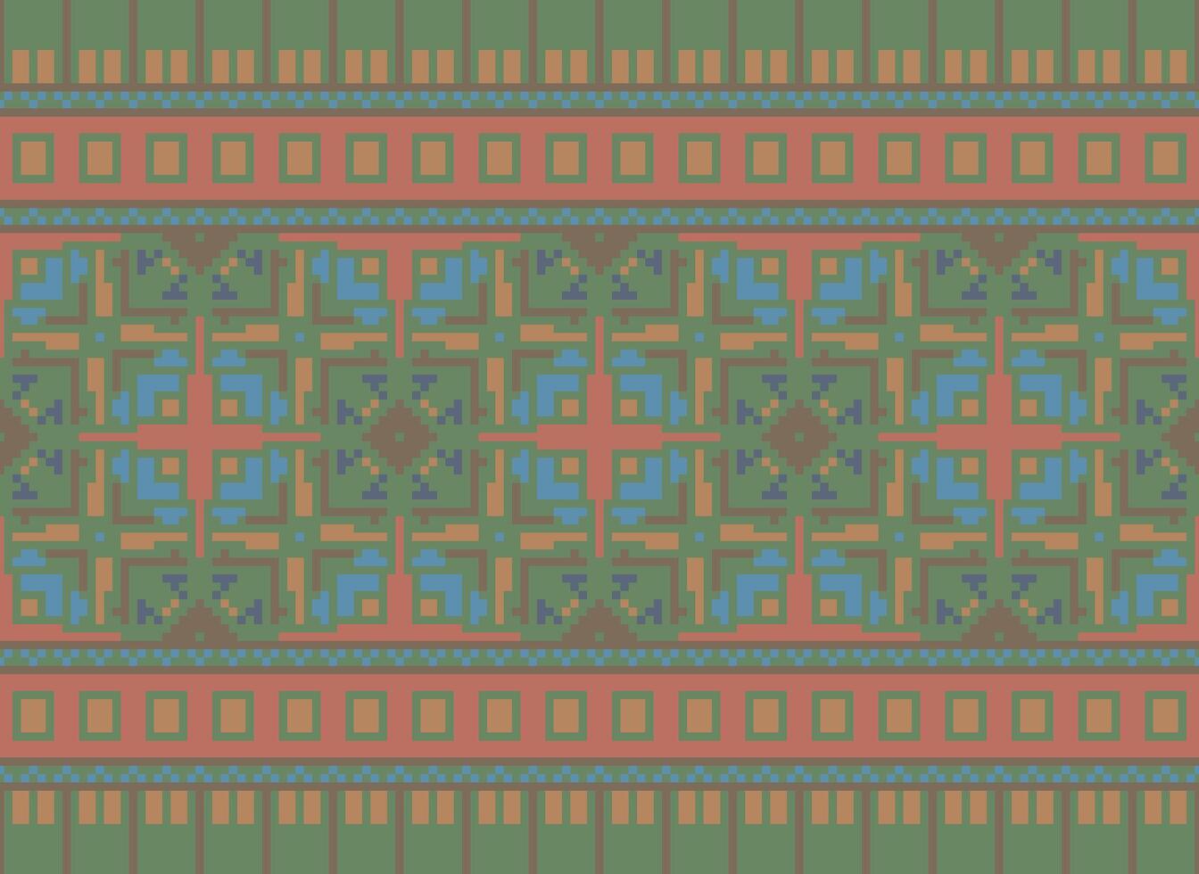 pixel annate attraversare punto tradizionale etnico modello paisley fiore ikat sfondo astratto azteco africano indonesiano indiano senza soluzione di continuità modello per tessuto Stampa stoffa vestito tappeto le tende e sarong vettore