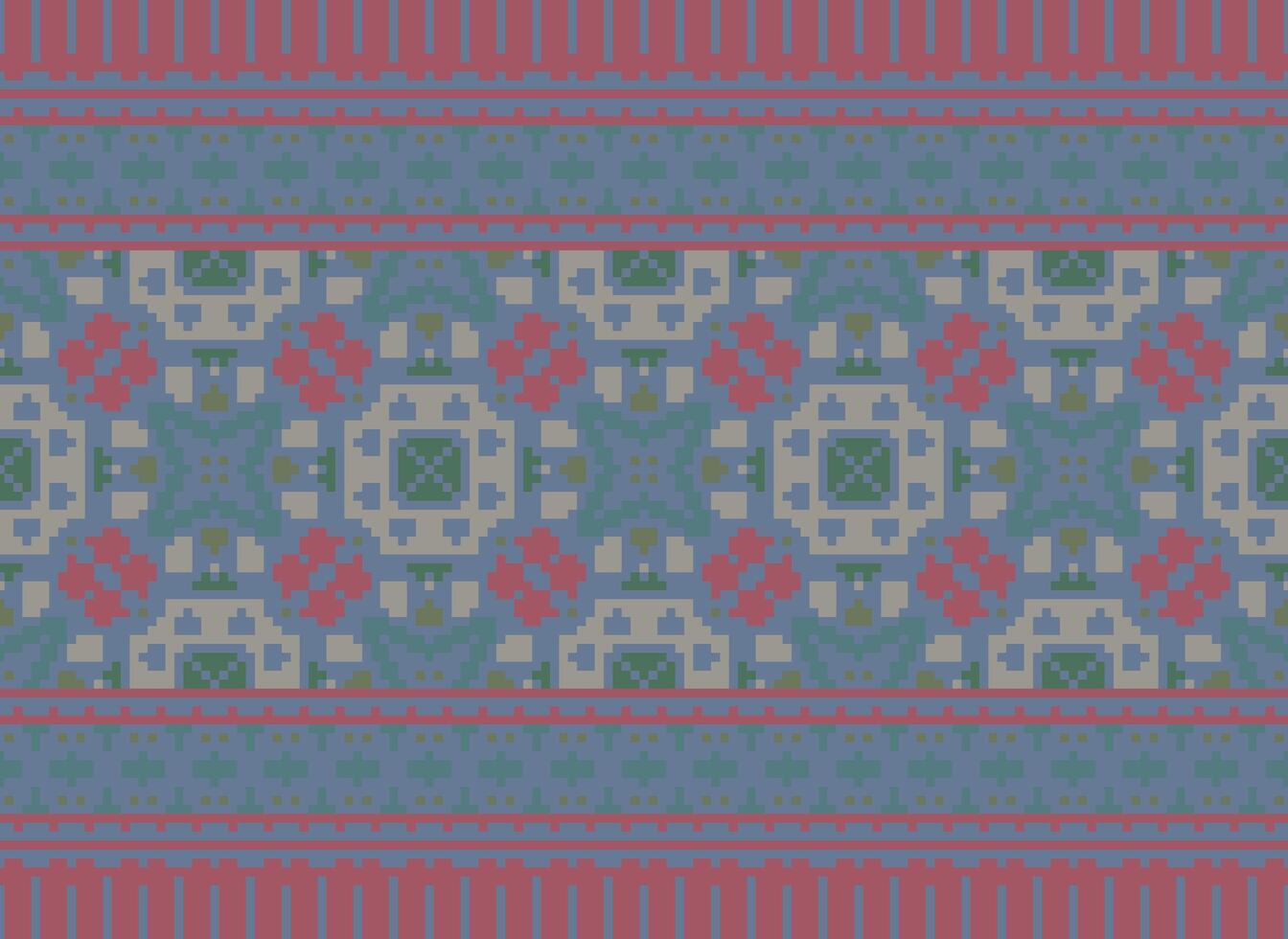 pixel annate attraversare punto tradizionale etnico modello paisley fiore ikat sfondo astratto azteco africano indonesiano indiano senza soluzione di continuità modello per tessuto Stampa stoffa vestito tappeto le tende e sarong vettore