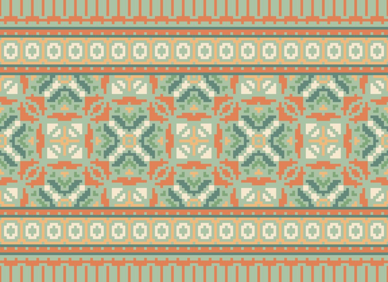 pixel annate attraversare punto tradizionale etnico modello paisley fiore ikat sfondo astratto azteco africano indonesiano indiano senza soluzione di continuità modello per tessuto Stampa stoffa vestito tappeto le tende e sarong vettore