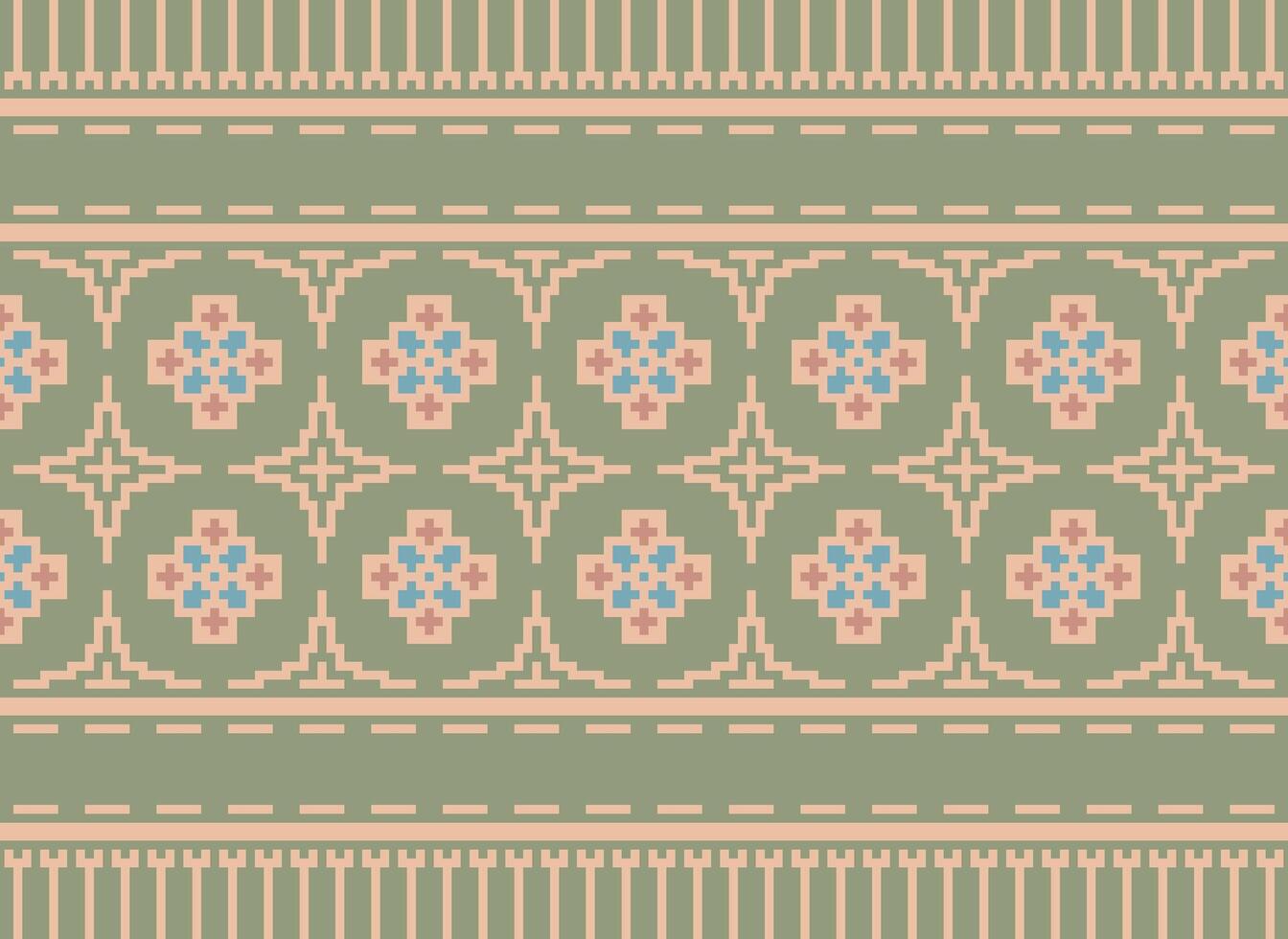 pixel annate attraversare punto tradizionale etnico modello paisley fiore ikat sfondo astratto azteco africano indonesiano indiano senza soluzione di continuità modello per tessuto Stampa stoffa vestito tappeto le tende e sarong vettore