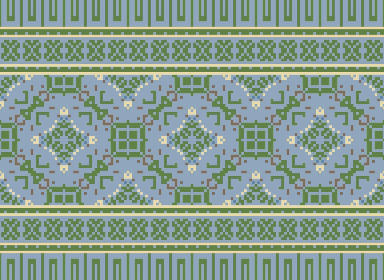 pixel annate attraversare punto tradizionale etnico modello paisley fiore ikat sfondo astratto azteco africano indonesiano indiano senza soluzione di continuità modello per tessuto Stampa stoffa vestito tappeto le tende e sarong vettore