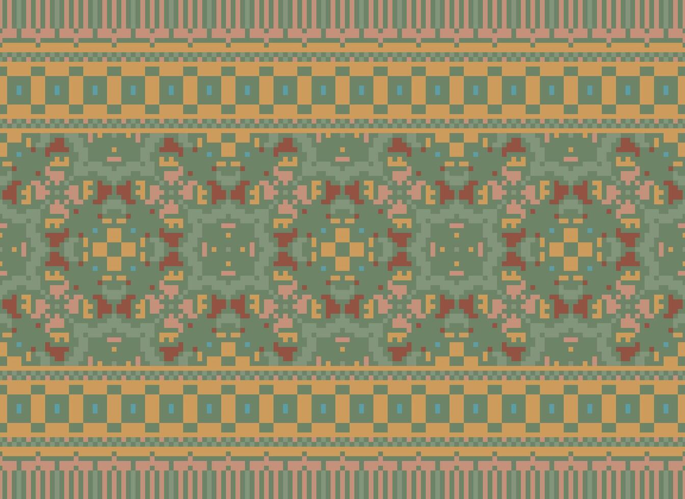 pixel annate attraversare punto tradizionale etnico modello paisley fiore ikat sfondo astratto azteco africano indonesiano indiano senza soluzione di continuità modello per tessuto Stampa stoffa vestito tappeto le tende e sarong vettore