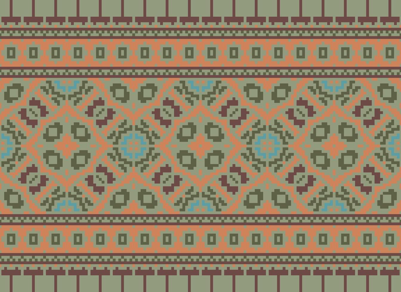 pixel annate attraversare punto tradizionale etnico modello paisley fiore ikat sfondo astratto azteco africano indonesiano indiano senza soluzione di continuità modello per tessuto Stampa stoffa vestito tappeto le tende e sarong vettore