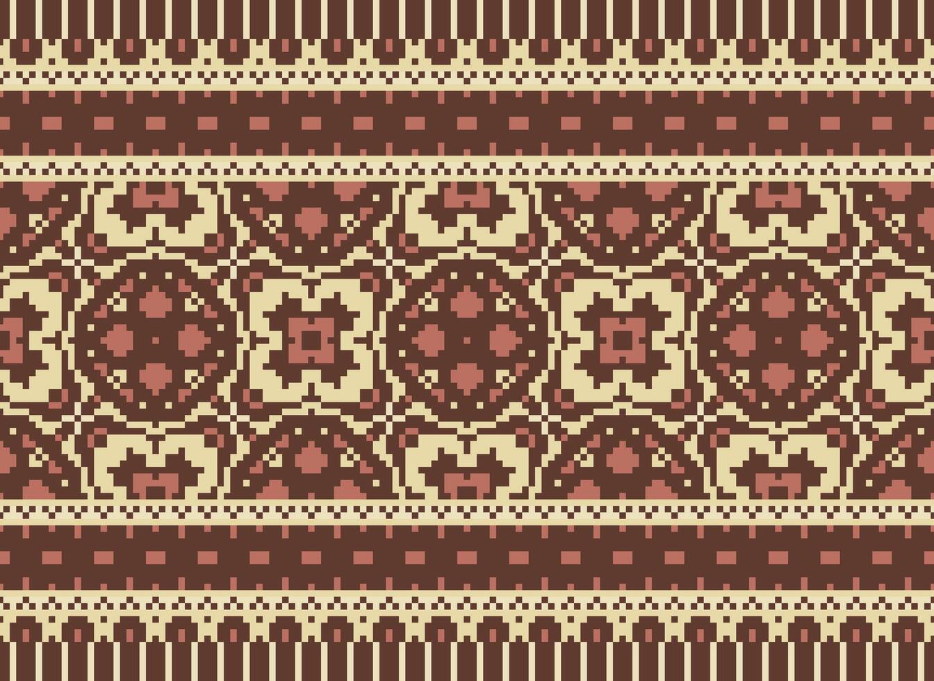 pixel annate attraversare punto tradizionale etnico modello paisley fiore ikat sfondo astratto azteco africano indonesiano indiano senza soluzione di continuità modello per tessuto Stampa stoffa vestito tappeto le tende e sarong vettore
