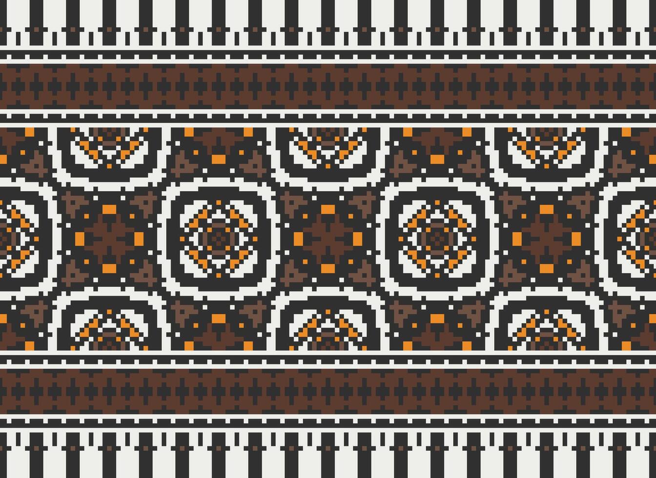 bellissimo pixel modelli tradizionale popolare stile, geometrico etnico senza soluzione di continuità modello vettore illustrazione. design per attraversare cucire, tappeto, sfondo, vestiario, texti tessuto, avvolgere, batik, ricamo