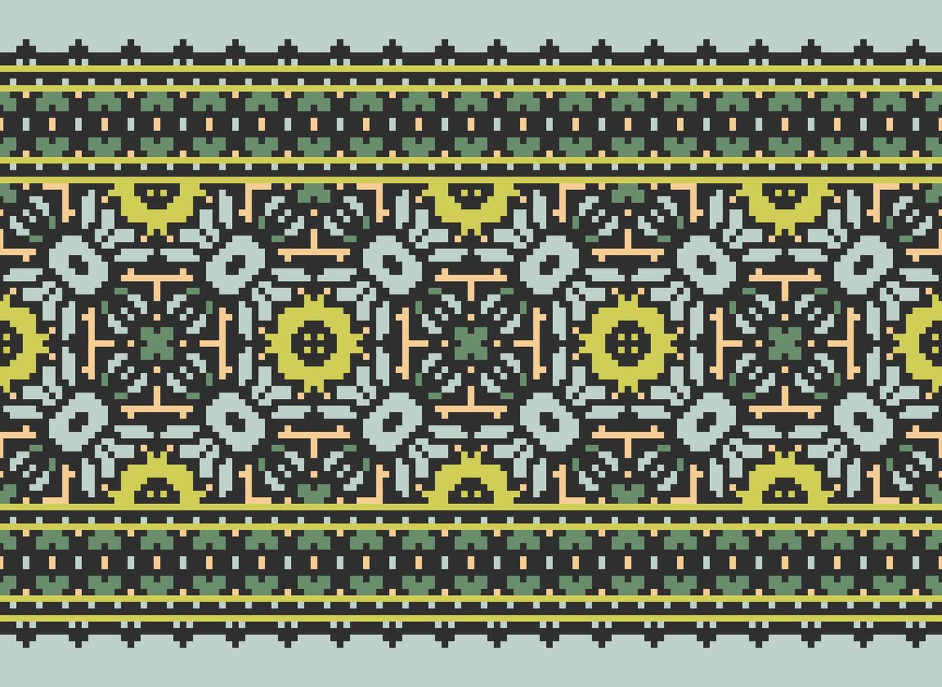 bellissimo pixel modelli tradizionale popolare stile, geometrico etnico senza soluzione di continuità modello vettore illustrazione. design per attraversare cucire, tappeto, sfondo, vestiario, texti tessuto, avvolgere, batik, ricamo