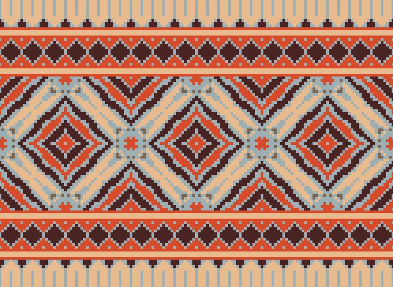 geometrico etnico modello. pixel modello. design per vestiario, tessuto, sfondo, sfondo, avvolgere, batik. maglieria, ricamo stile. azteco geometrico arte ornamento Stampa. vettore illustrazione.