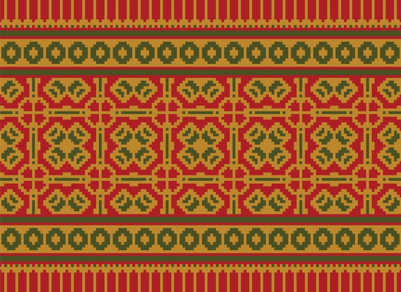 geometrico etnico modello. pixel modello. design per vestiario, tessuto, sfondo, sfondo, avvolgere, batik. maglieria, ricamo stile. azteco geometrico arte ornamento Stampa. vettore illustrazione.