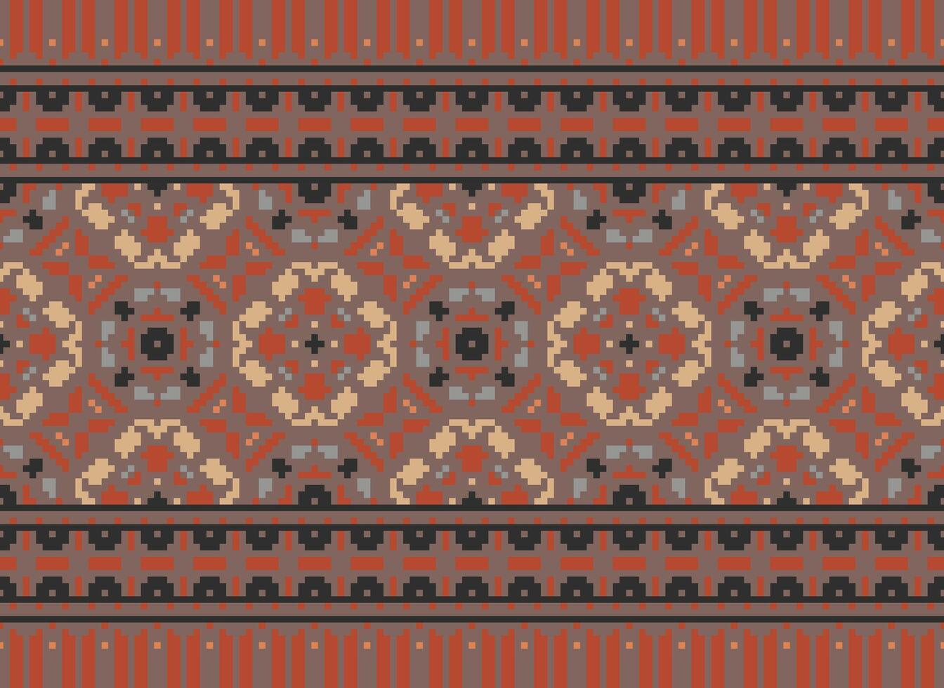 geometrico etnico modello. pixel modello. design per vestiario, tessuto, sfondo, sfondo, avvolgere, batik. maglieria, ricamo stile. azteco geometrico arte ornamento Stampa. vettore illustrazione.