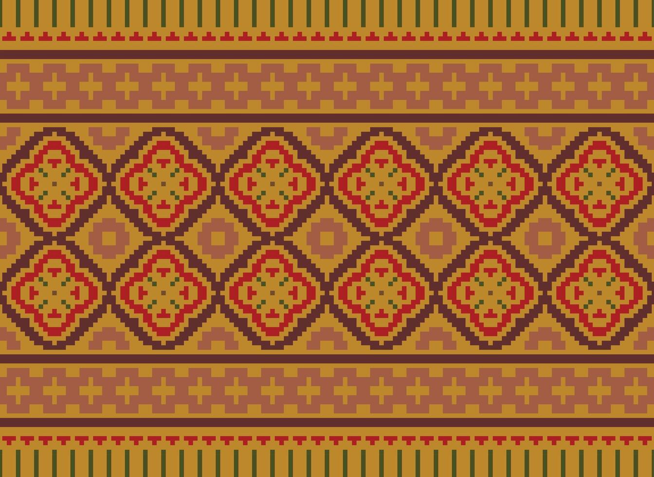 pixel annate attraversare punto tradizionale etnico modello paisley fiore ikat sfondo astratto azteco africano indonesiano indiano senza soluzione di continuità modello per tessuto Stampa stoffa vestito tappeto le tende e sarong vettore