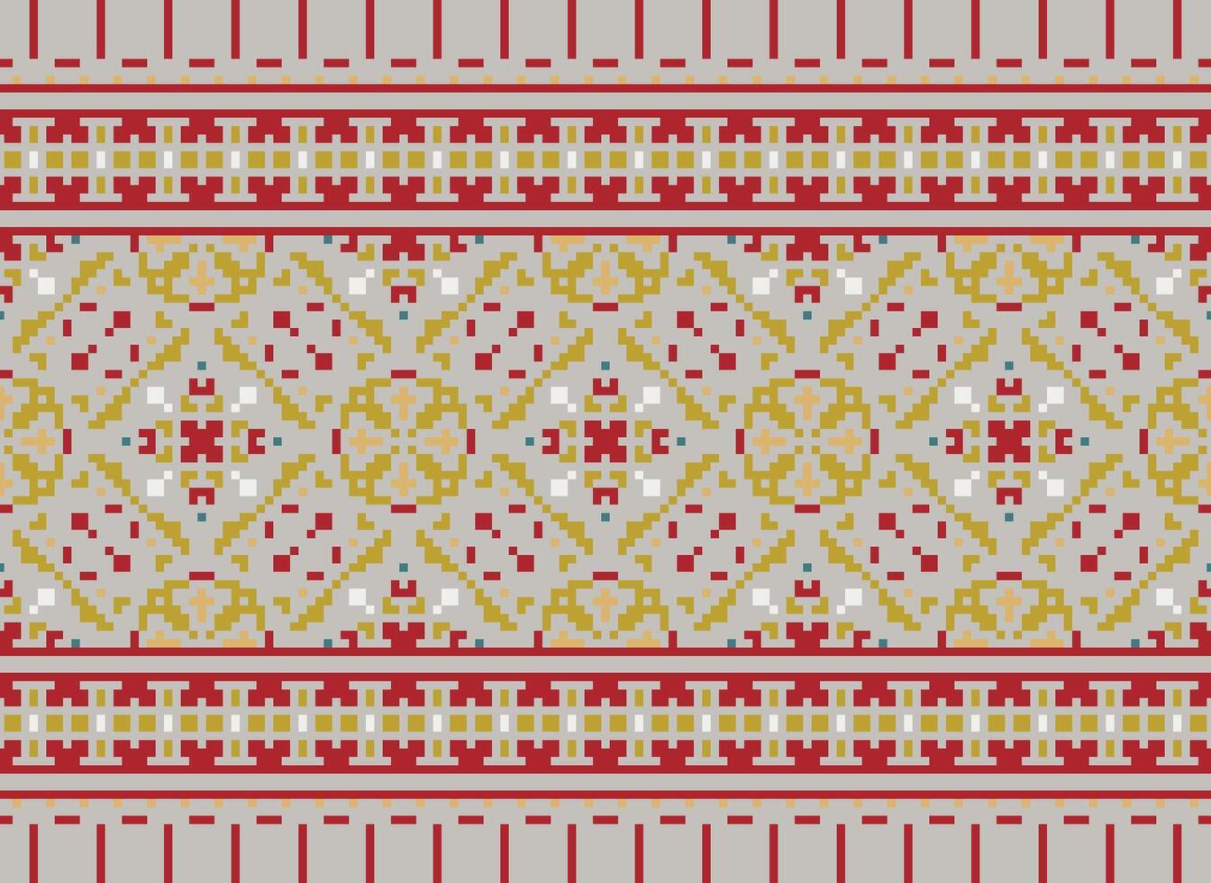 pixel annate attraversare punto tradizionale etnico modello paisley fiore ikat sfondo astratto azteco africano indonesiano indiano senza soluzione di continuità modello per tessuto Stampa stoffa vestito tappeto le tende e sarong vettore