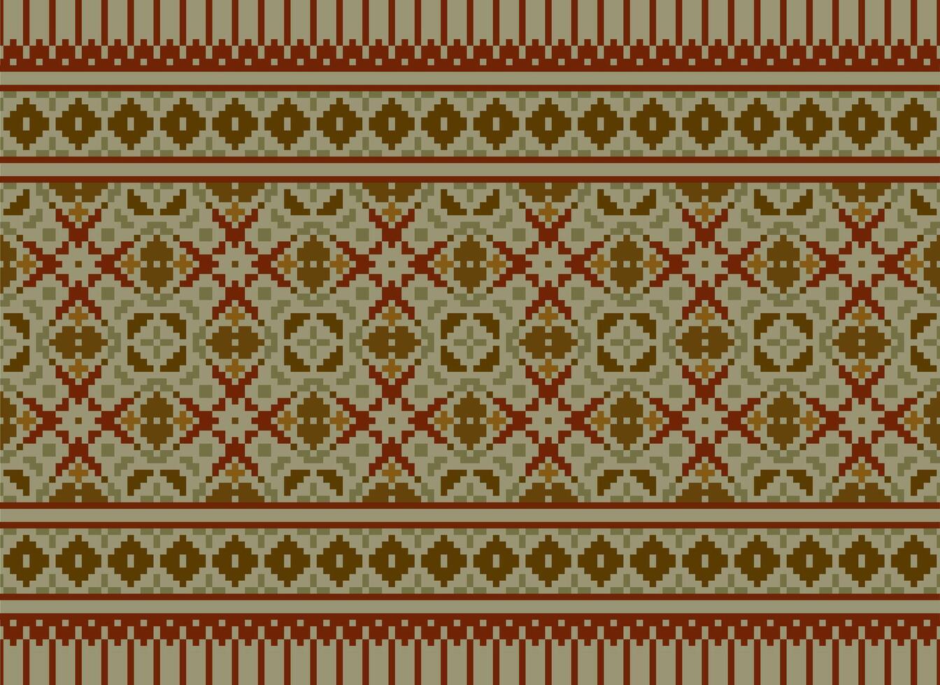 pixel annate attraversare punto tradizionale etnico modello paisley fiore ikat sfondo astratto azteco africano indonesiano indiano senza soluzione di continuità modello per tessuto Stampa stoffa vestito tappeto le tende e sarong vettore