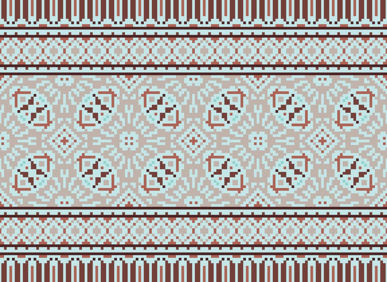 pixel annate attraversare punto tradizionale etnico modello paisley fiore ikat sfondo astratto azteco africano indonesiano indiano senza soluzione di continuità modello per tessuto Stampa stoffa vestito tappeto le tende e sarong vettore