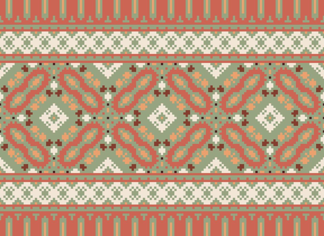 pixel etnico modello vettore sfondo. senza soluzione di continuità modello tradizionale, design per sfondo, sfondo, batik, tessuto, tappeto, vestiario, avvolgere, e tessile.etnico modello vettore illustrazione.