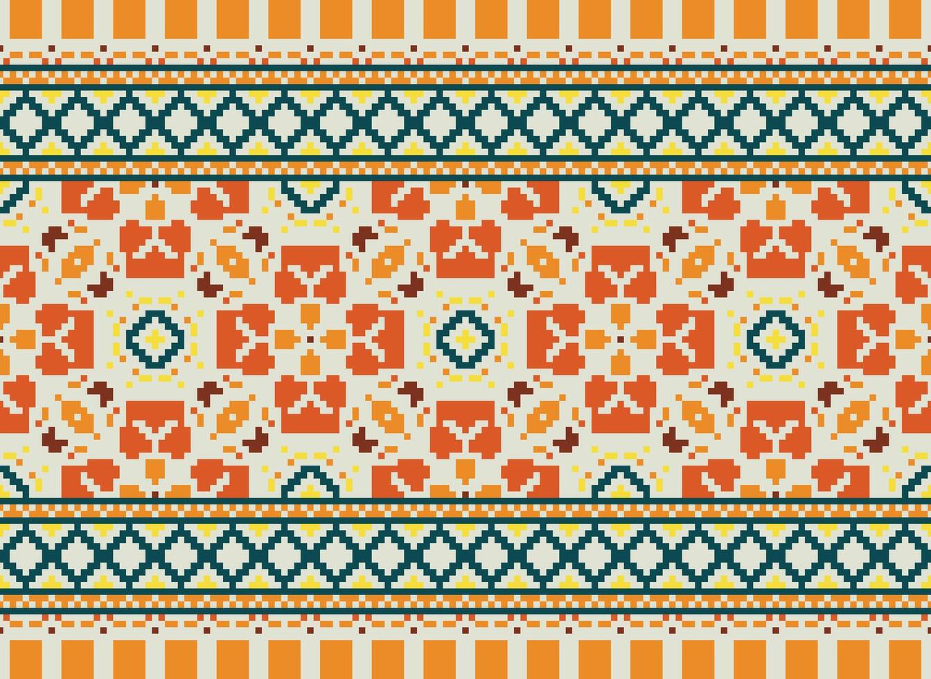 pixel attraversare punto tradizionale etnico modello paisley fiore ikat sfondo astratto azteco africano indonesiano indiano senza soluzione di continuità modello per tessuto Stampa stoffa vestito tappeto le tende e sarong vettore