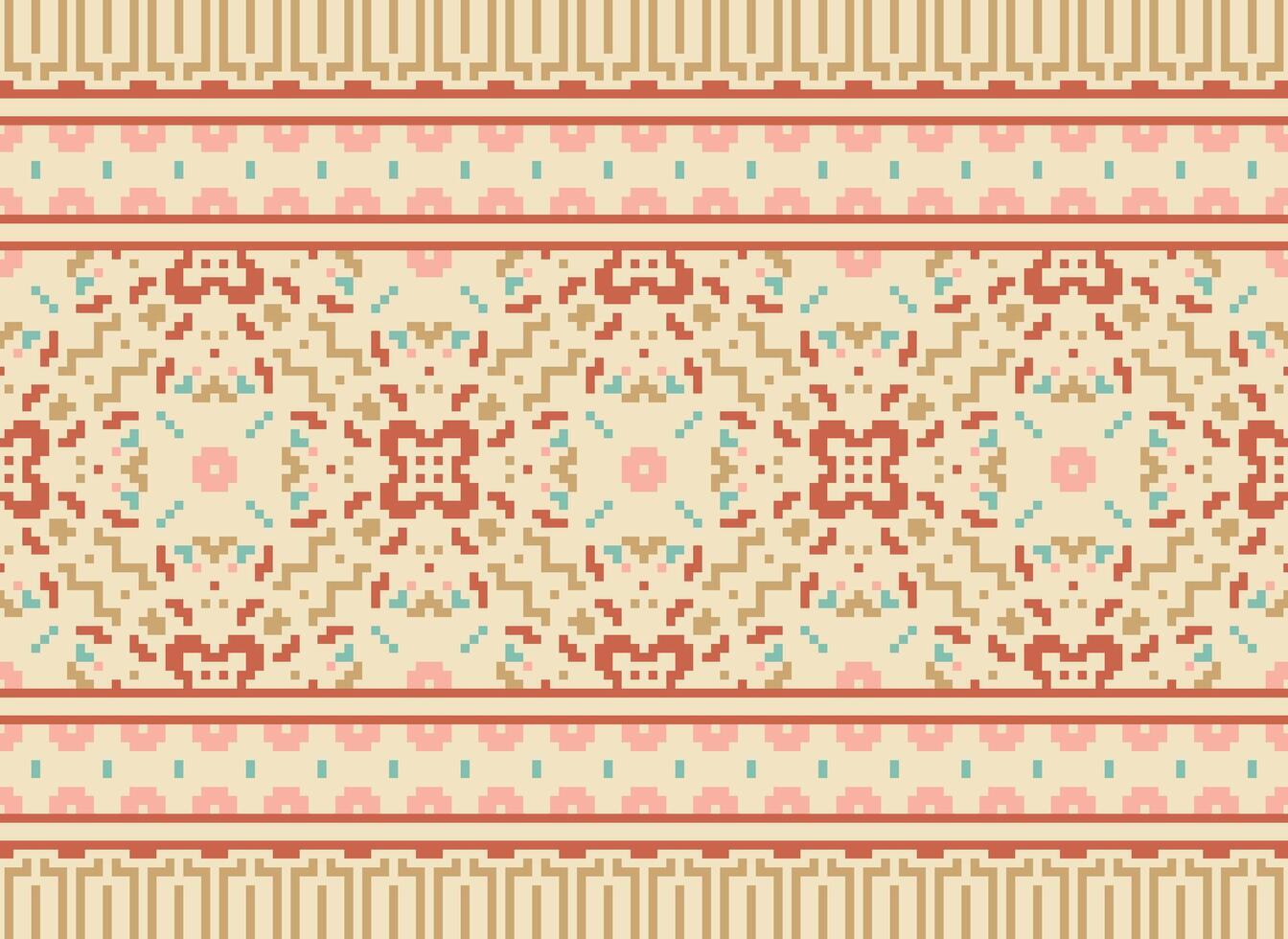 pixel attraversare punto tradizionale etnico modello paisley fiore ikat sfondo astratto azteco africano indonesiano indiano senza soluzione di continuità modello per tessuto Stampa stoffa vestito tappeto le tende e sarong vettore