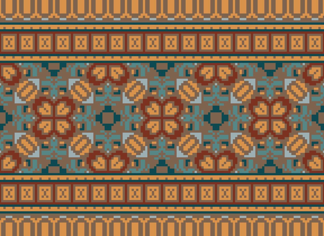 pixel etnico modello vettore sfondo. senza soluzione di continuità modello tradizionale, design per sfondo, sfondo, batik, tessuto, tappeto, vestiario, avvolgere, e tessile.etnico modello vettore illustrazione.