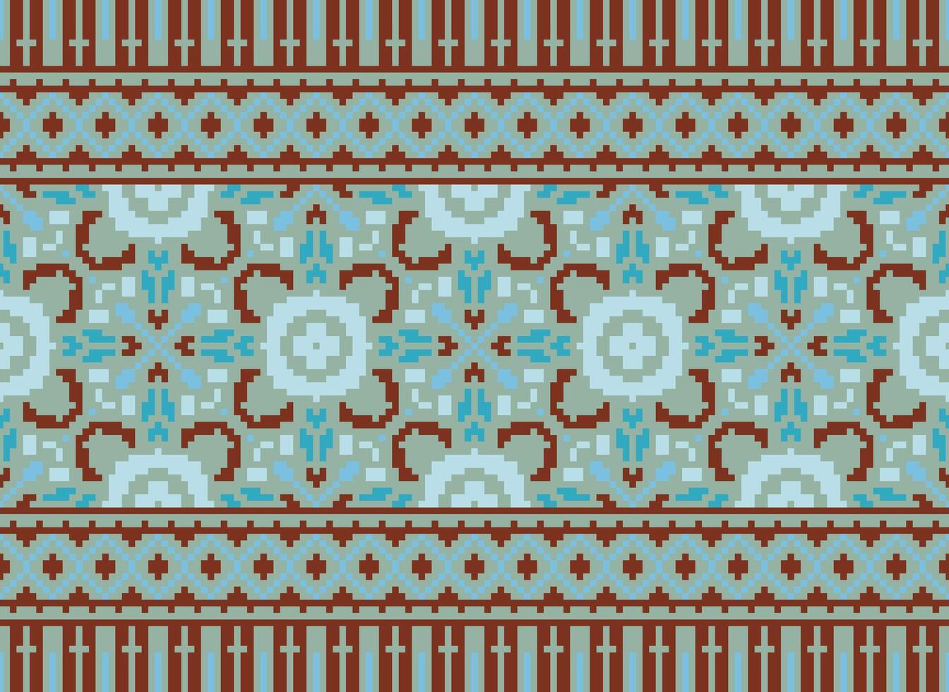 pixel ikat e attraversare punto geometrico senza soluzione di continuità modello etnico orientale tradizionale. azteco stile illustrazione design per tappeto, sfondo, vestiario, avvolgere, batik. vettore