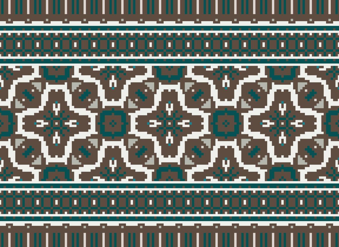 pixel ikat e attraversare punto geometrico senza soluzione di continuità modello etnico orientale tradizionale. azteco stile illustrazione design per tappeto, sfondo, vestiario, avvolgere, batik. vettore