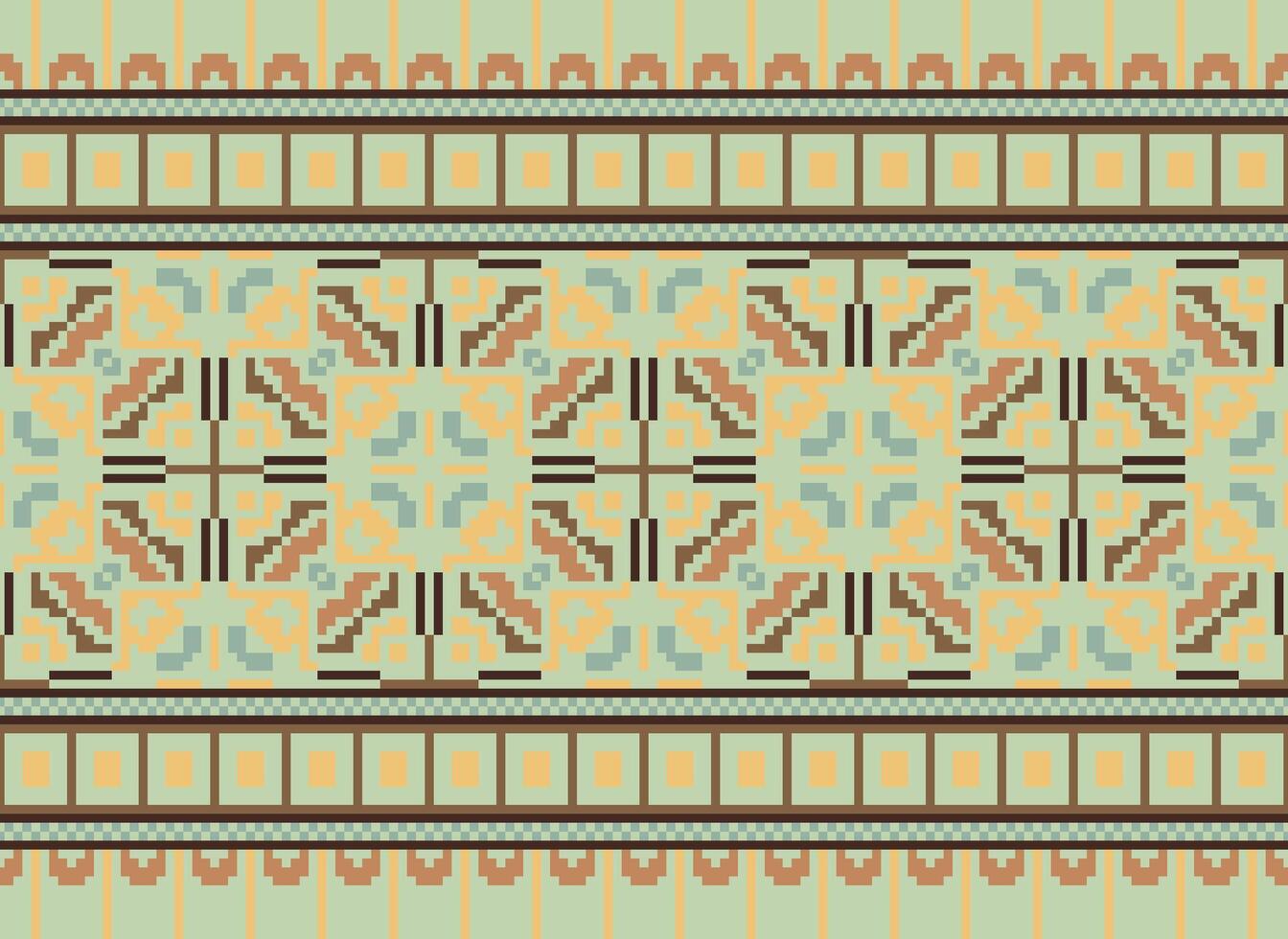 pixel ikat e attraversare punto geometrico senza soluzione di continuità modello etnico orientale tradizionale. azteco stile illustrazione design per tappeto, sfondo, vestiario, avvolgere, batik. vettore