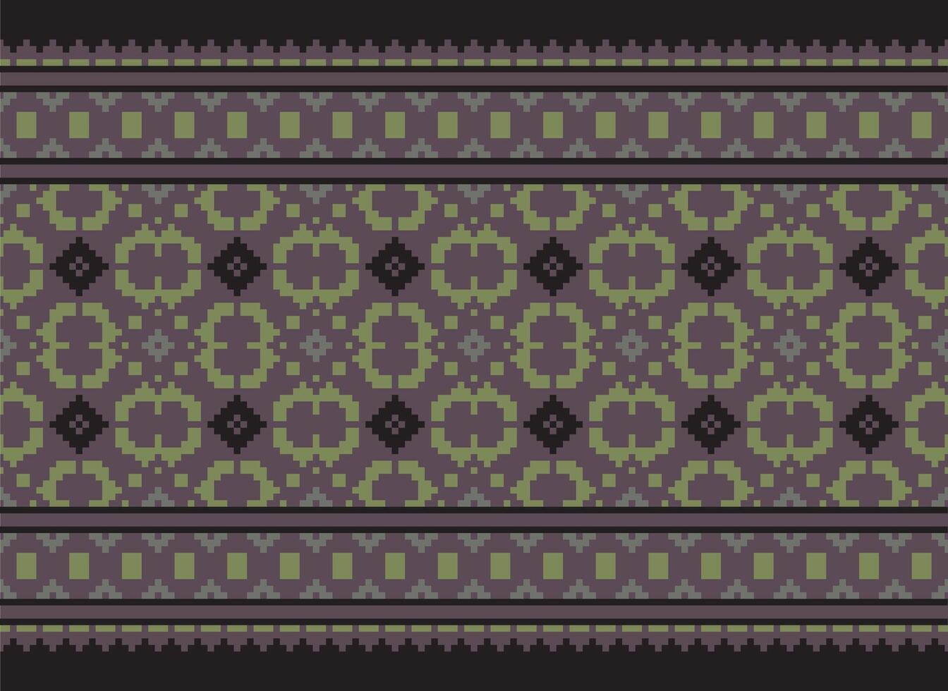 pixel ikat e attraversare punto geometrico senza soluzione di continuità modello etnico orientale tradizionale. azteco stile illustrazione design per tappeto, sfondo, vestiario, avvolgere, batik. vettore