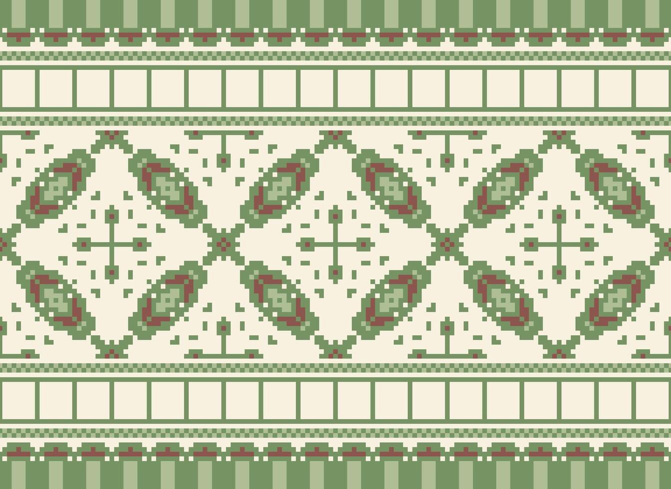 pixel ikat e attraversare punto geometrico senza soluzione di continuità modello etnico orientale tradizionale. azteco stile illustrazione design per tappeto, sfondo, vestiario, avvolgere, batik. vettore