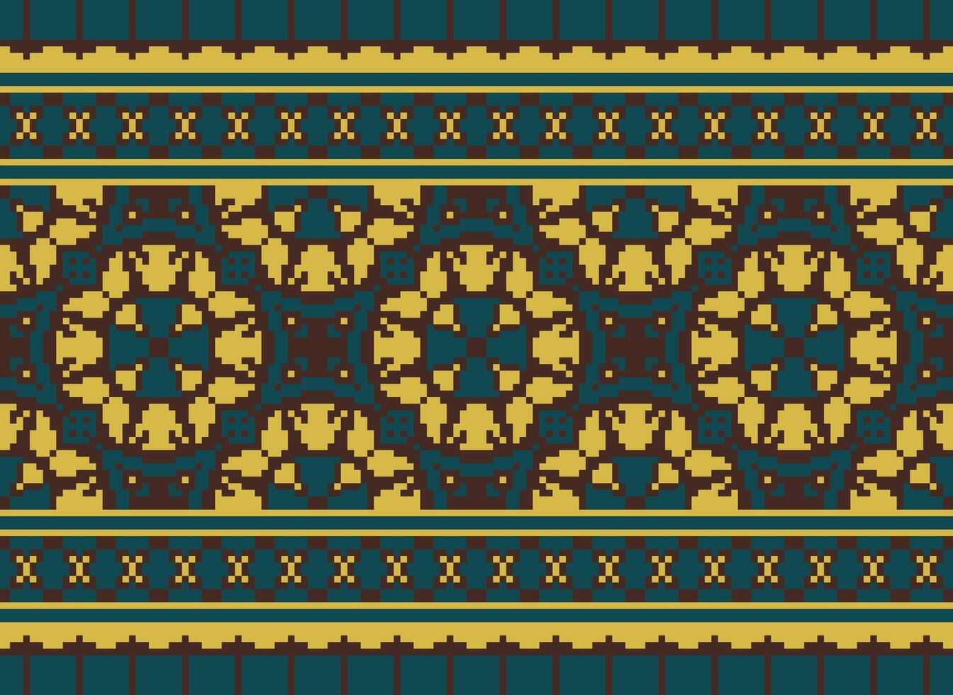 pixel attraversare punto tradizionale etnico modello paisley fiore ikat sfondo astratto azteco africano indonesiano indiano senza soluzione di continuità modello per tessuto Stampa stoffa vestito tappeto le tende e sarong vettore