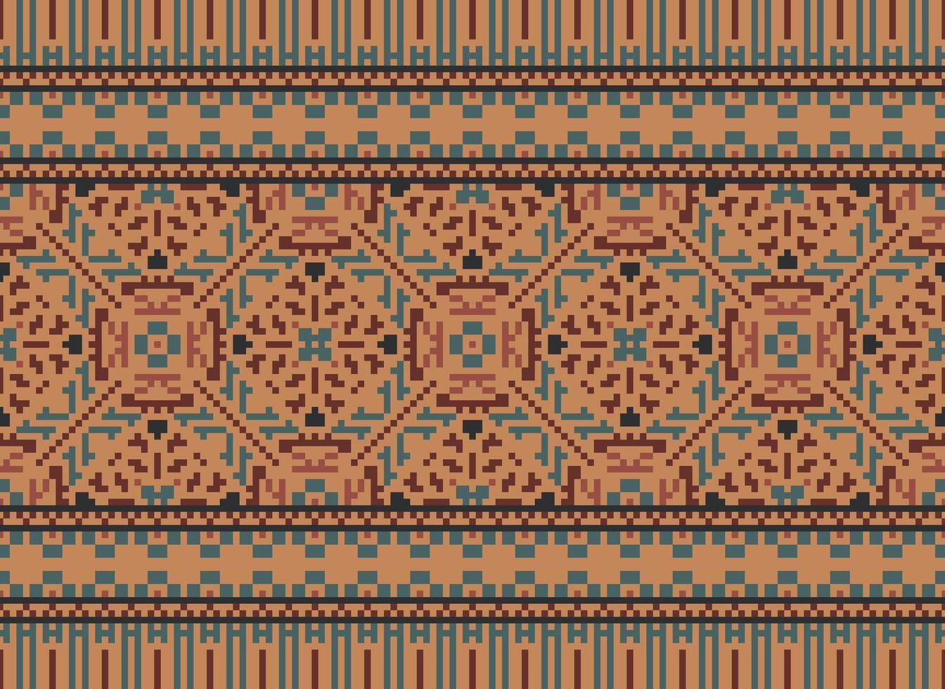 pixel attraversare punto tradizionale etnico modello paisley fiore ikat sfondo astratto azteco africano indonesiano indiano senza soluzione di continuità modello per tessuto Stampa stoffa vestito tappeto le tende e sarong vettore