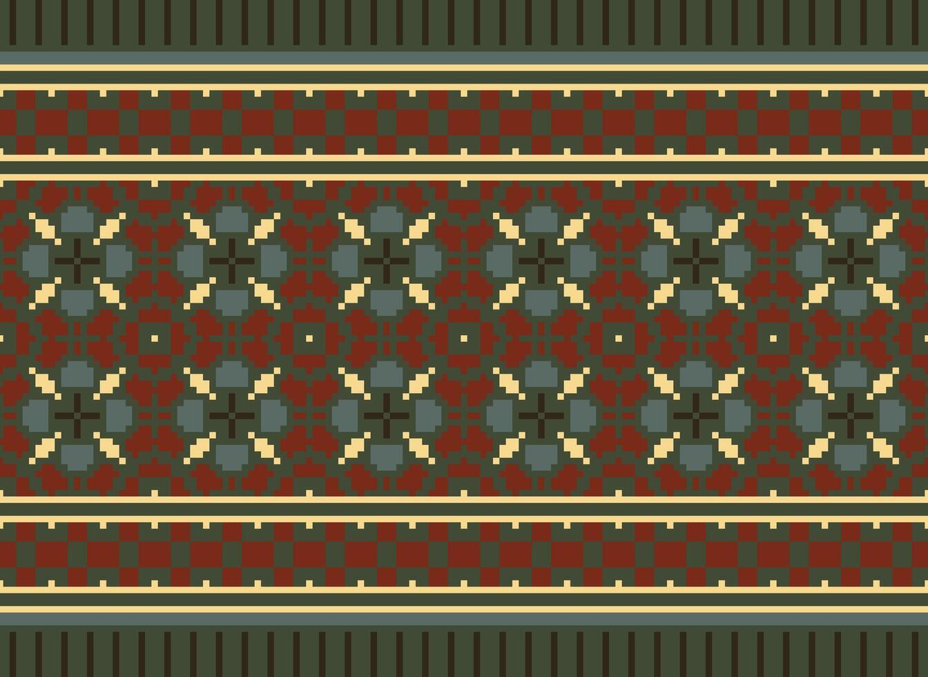 pixel attraversare punto tradizionale etnico modello paisley fiore ikat sfondo astratto azteco africano indonesiano indiano senza soluzione di continuità modello per tessuto Stampa stoffa vestito tappeto le tende e sarong vettore