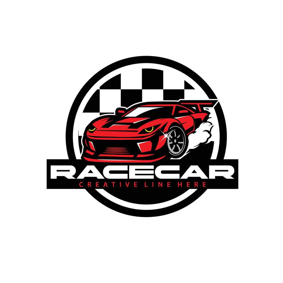 rosso macchina, un illustrazione di logo sport vettore