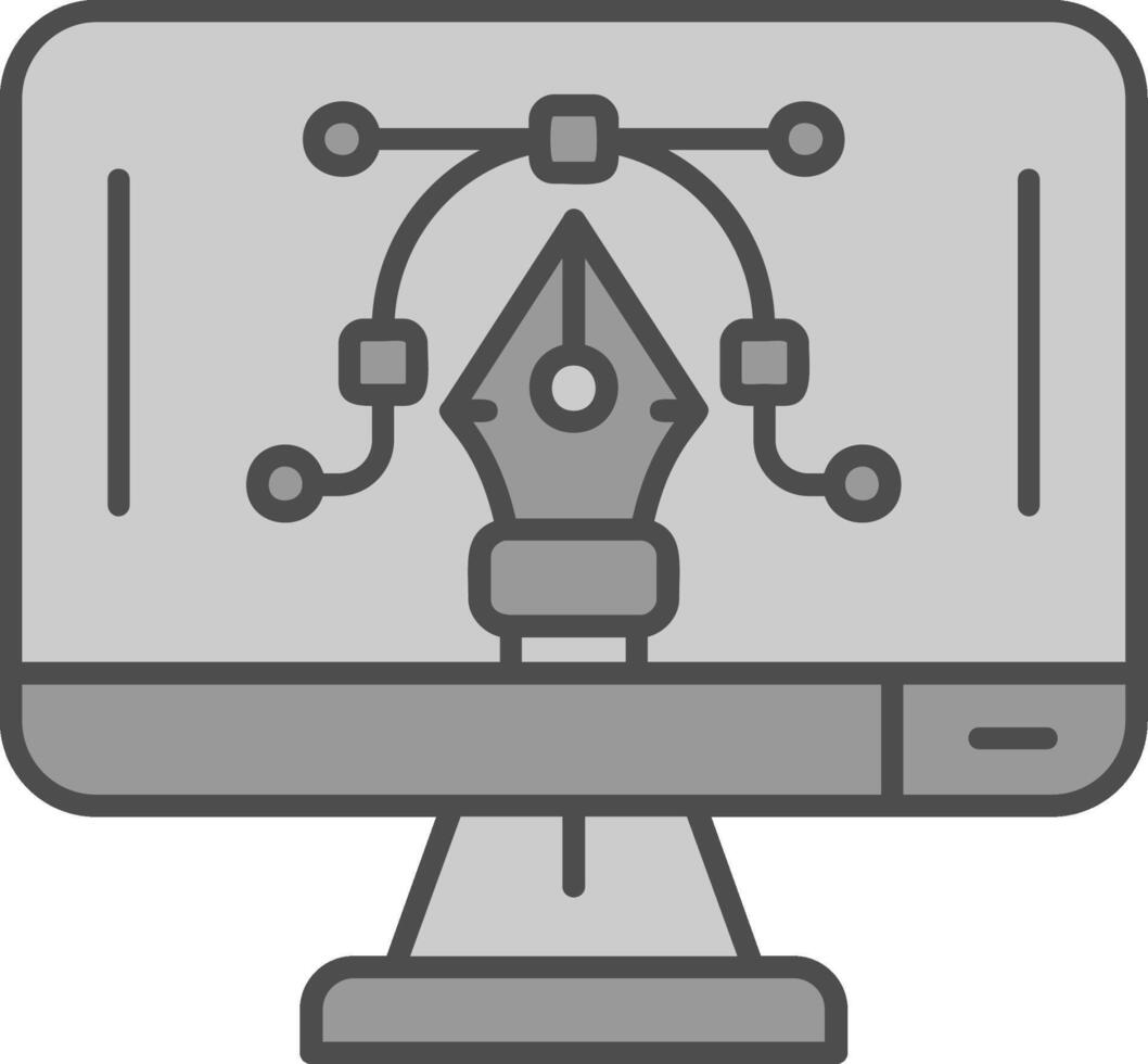 grafico editore linea pieno in scala di grigi icona vettore