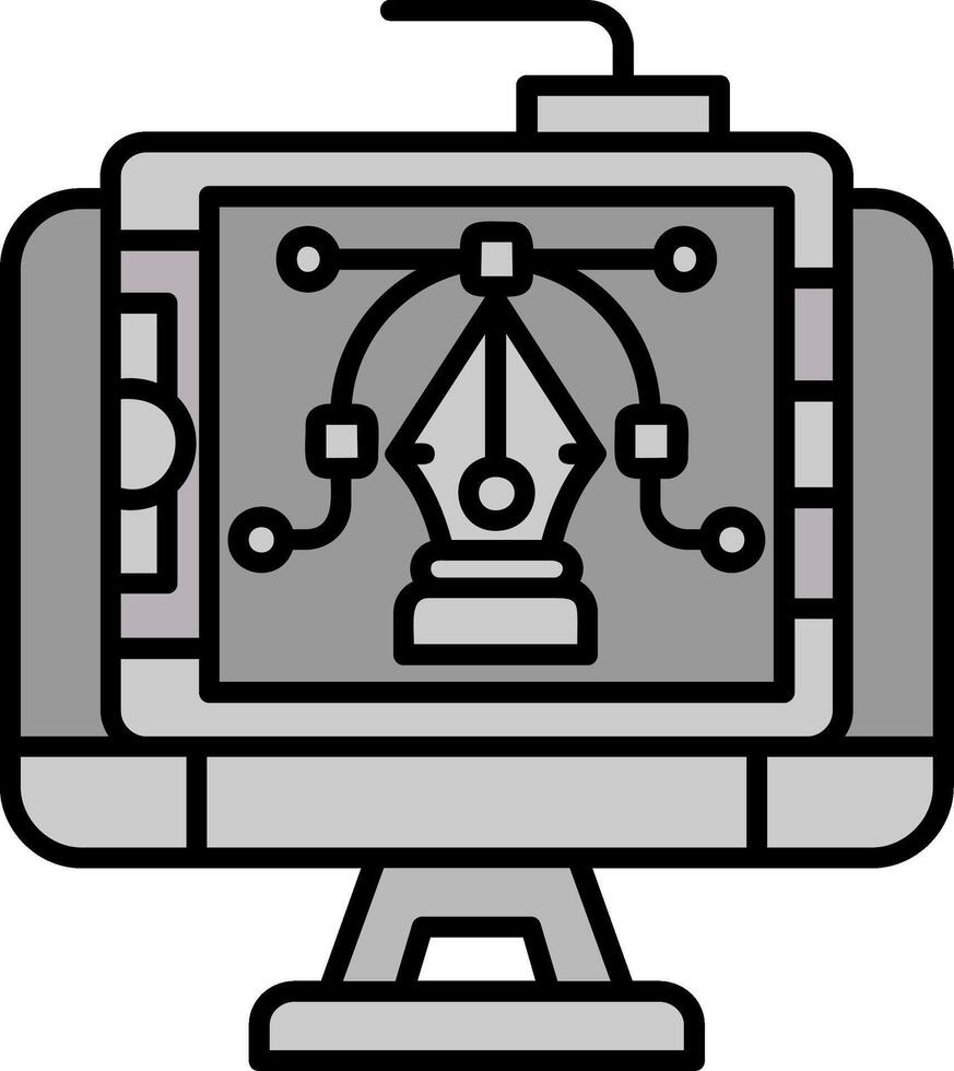 grafico design linea pieno in scala di grigi icona vettore