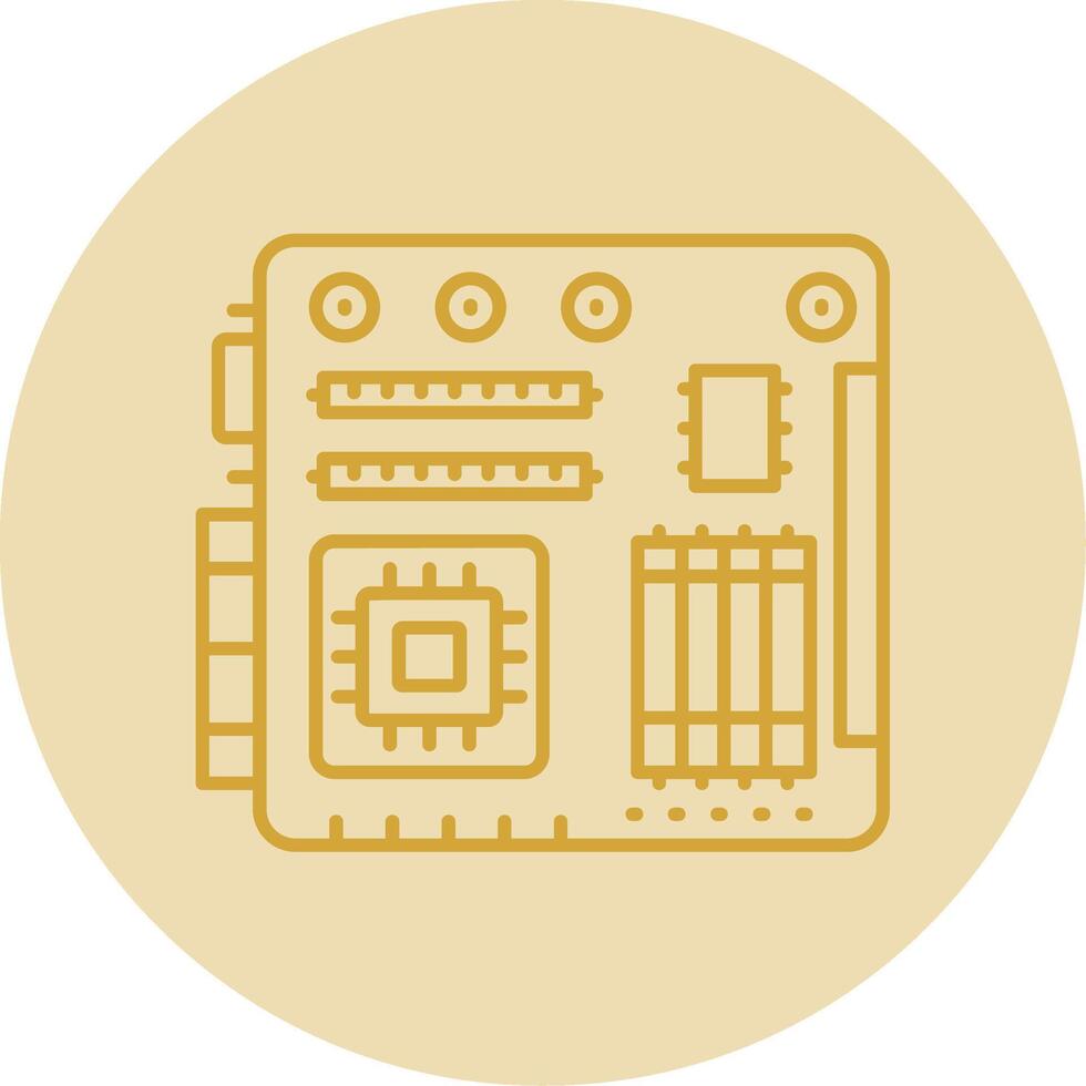 scheda madre linea giallo cerchio icona vettore