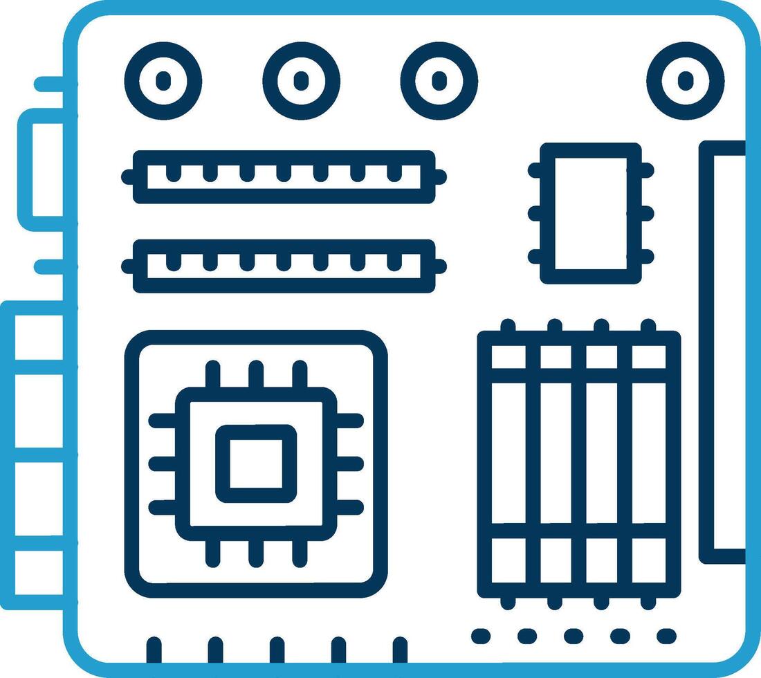 scheda madre linea blu Due colore icona vettore