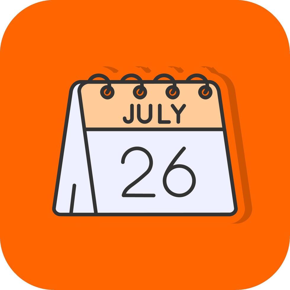 26th di luglio pieno arancia sfondo icona vettore